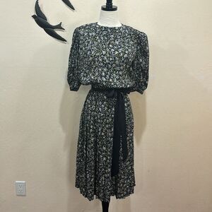 Vintage 1980's Neiman Marcus Liz Claiborne Abstract Print Midi Dress -  Size 6